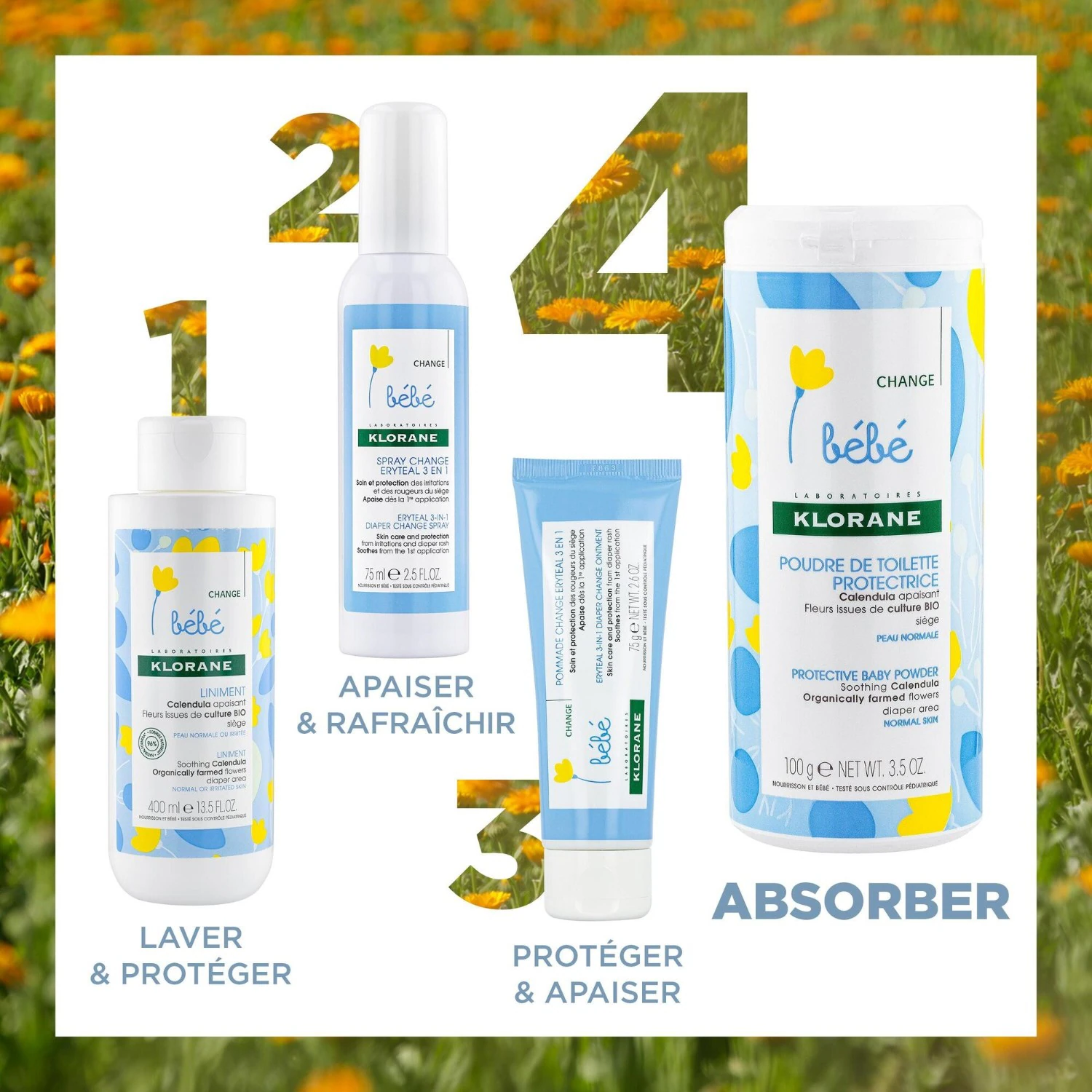 Klorane Poudre de toilette protectrice au Calendula apaisant