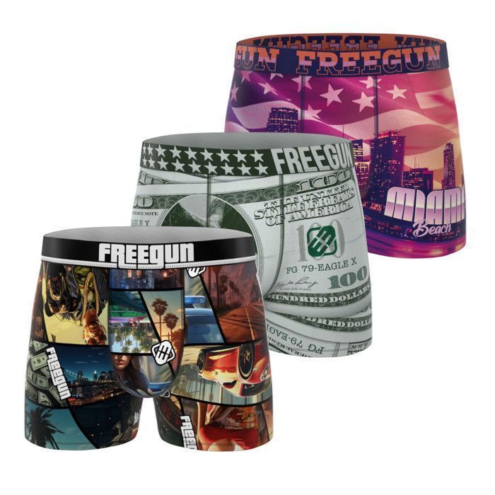 Calzoncillos bóxer Freegun para hombre - Morado (Paquete de 3)