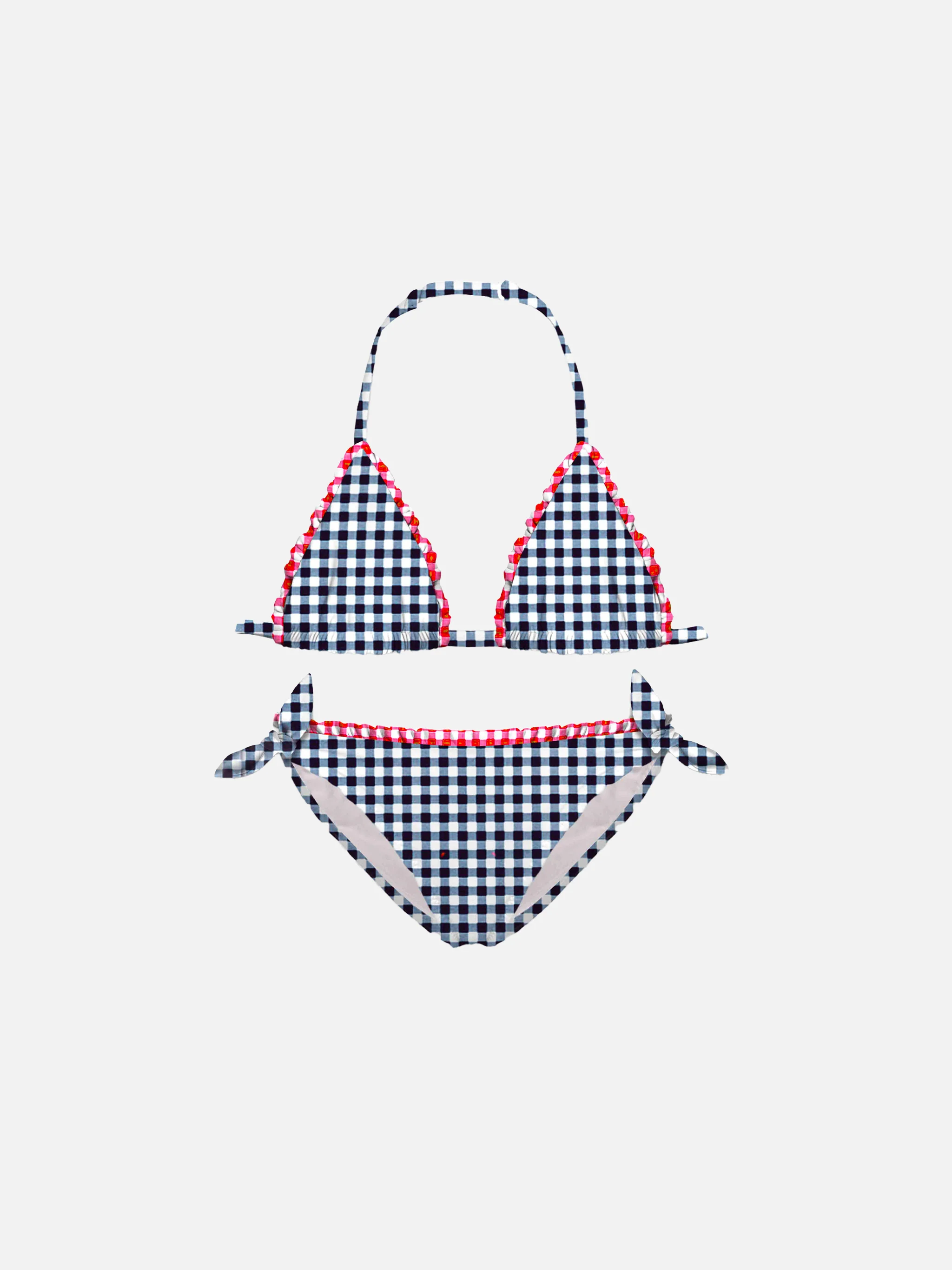 Geruite bikini voor meisjes met borduursels