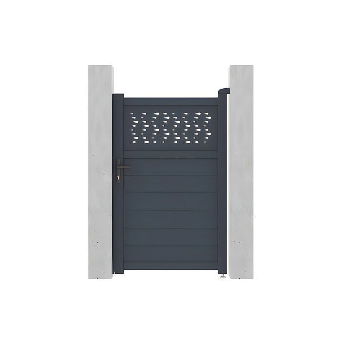 Puerta batiente semimaciza de aluminio BAZIO con estampado, 103 x 166 cm, antracita -