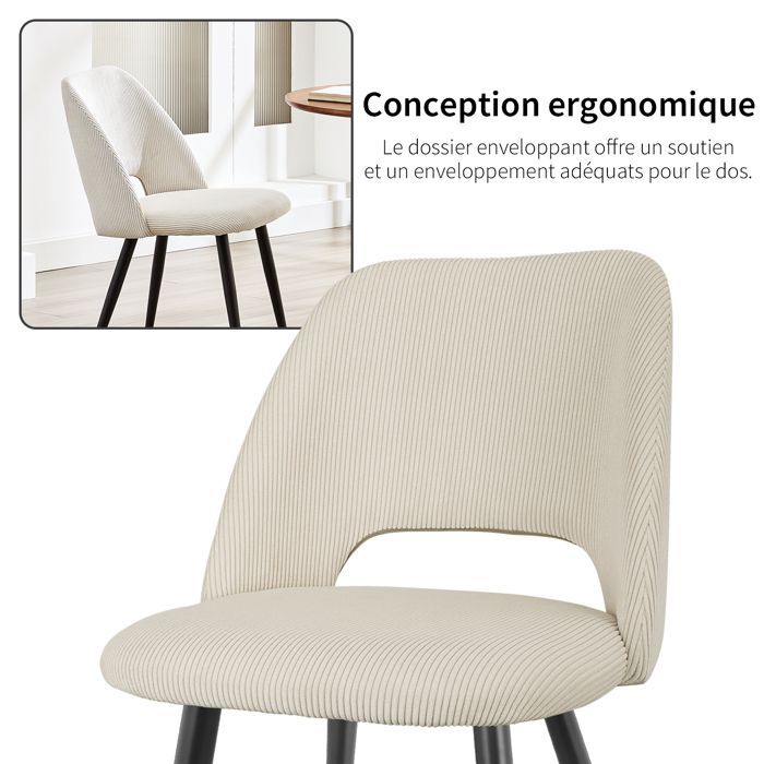 WAFTING Lot de 4 Chaise de Salle à Manger en Velours,Chaise Rembourrée avec Pieds Indépendants,Beige