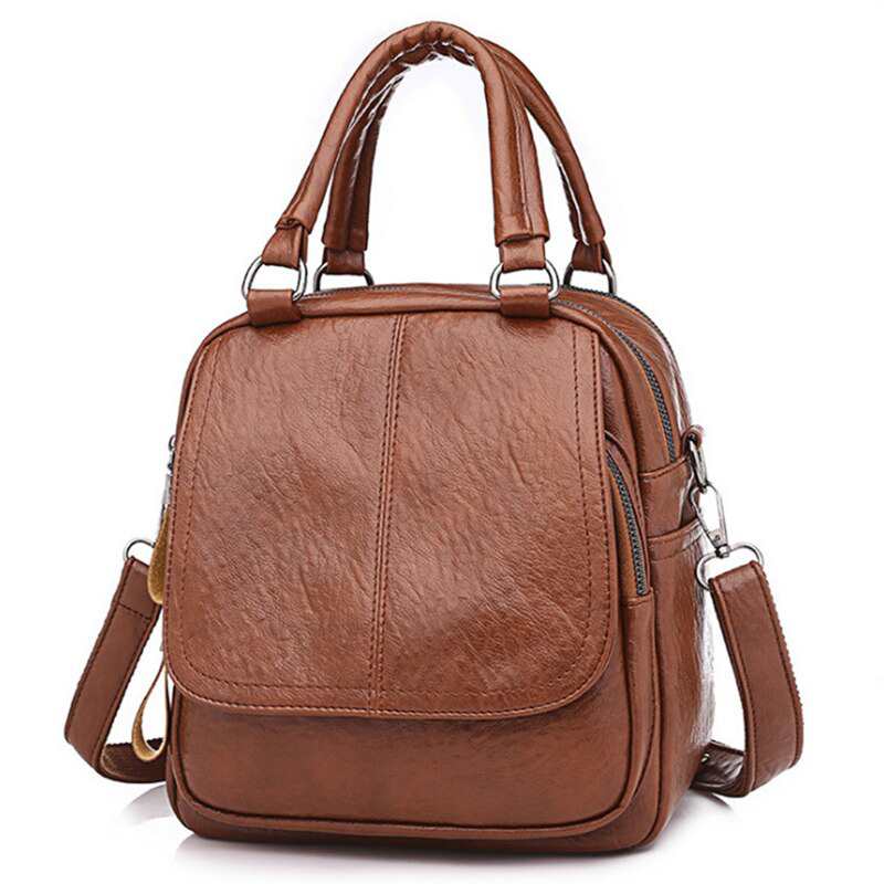 Sac à dos vintage Yogodlns pour femme, en cuir PU souple, sac de voyage grande capacité, sac d'école, sac à dos tendance et multifonctionnel.