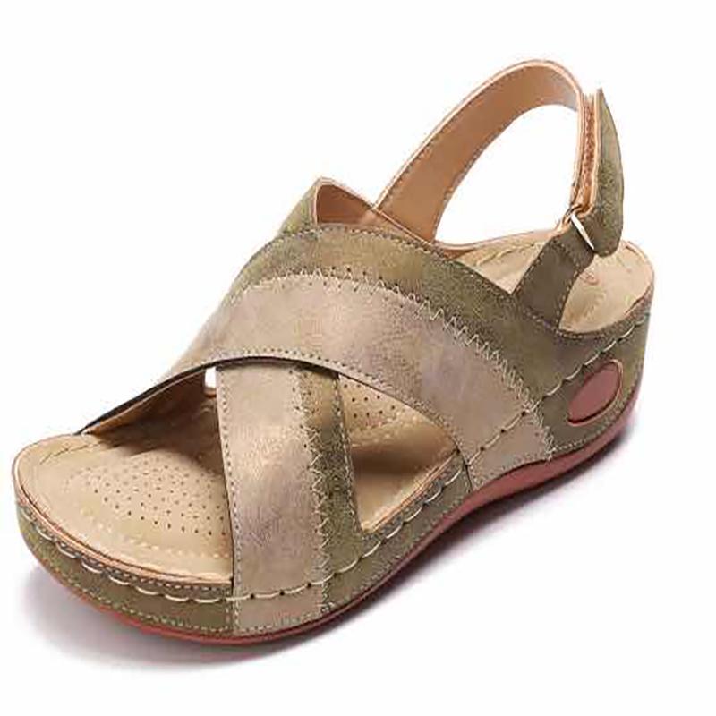 Nuovi sandali da donna con cinturino incrociato, scarpe alla moda da donna, calzature comode a punta aperta, ballerine da donna di colori misti.