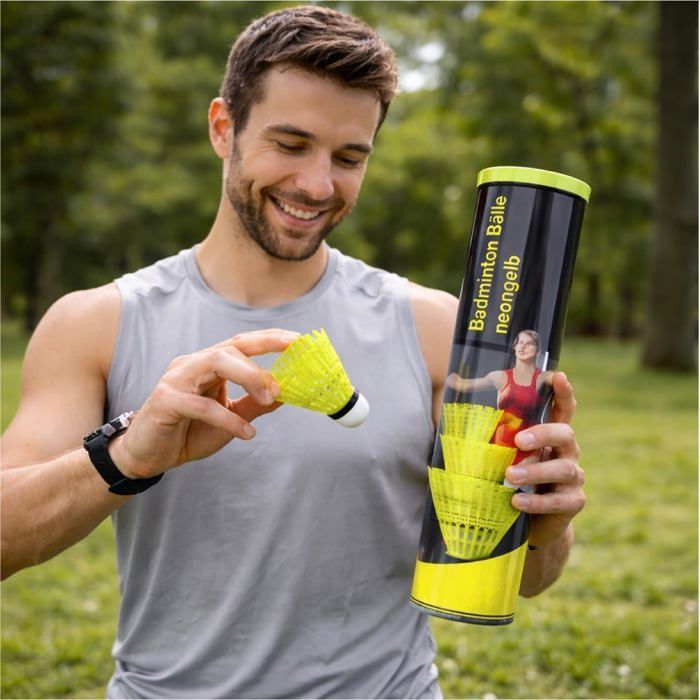 6x Volants de badminton jaunes - pour entraînement & compétition intérieur & extérieur