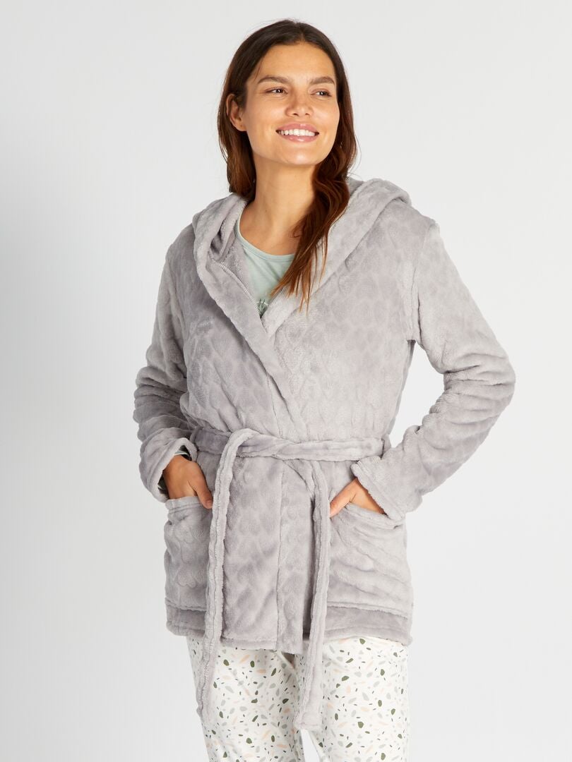 Fleece badjas - grijs