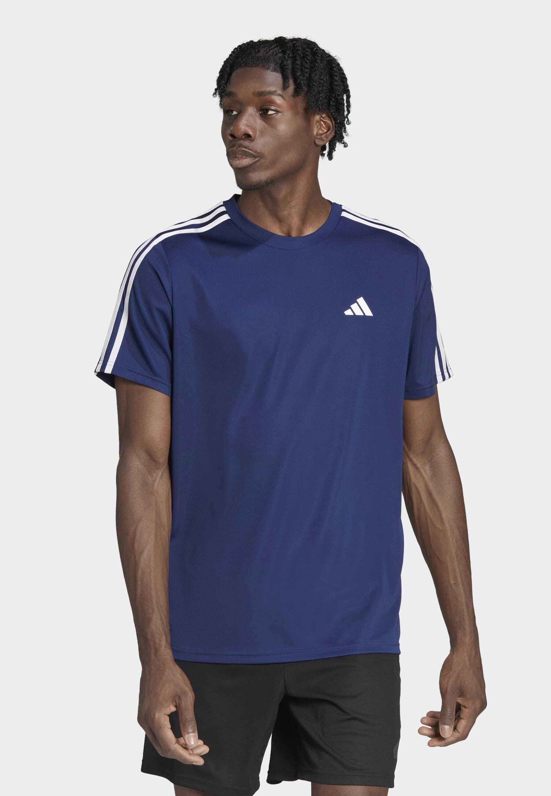 adidas Performance TRAIN ESSENTIALS BASE 3-STRIPES - Sport T-shirt - donkerblauw wit