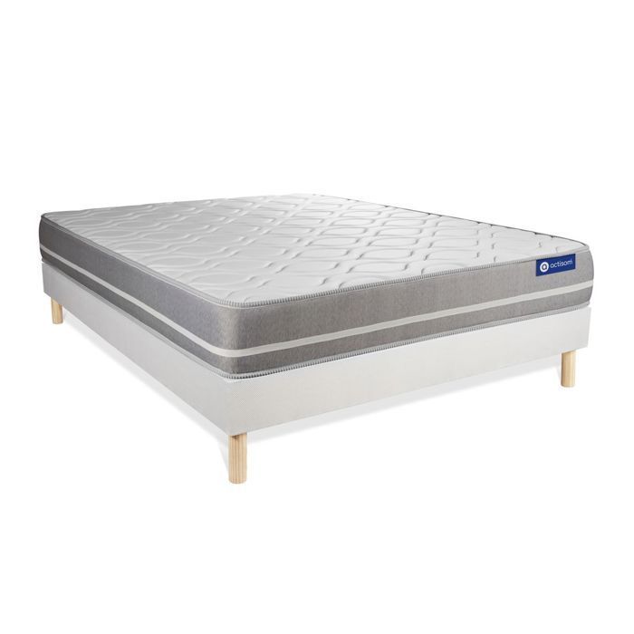 Conjunto de colchón y base de cama de 140x200 cm - Base de cama blanca (requiere montaje) - Actilatex Touch
