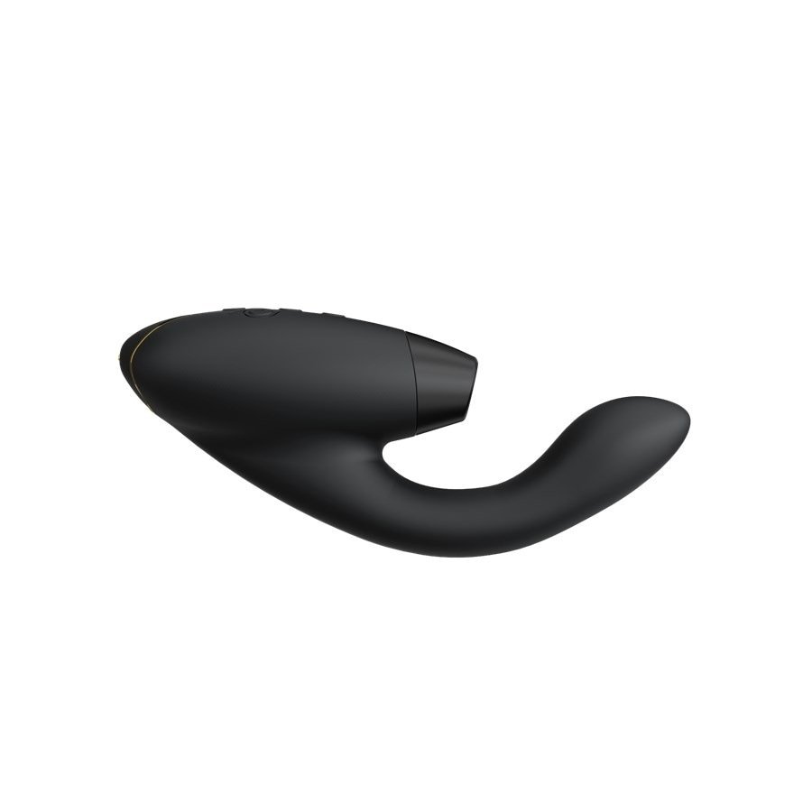 Womanizer vibrators melns luksusa divkāršais stimulators ar Pleasure Air tehnoloģiju klitoram un vibrāciju G-punktam - 1 gab.