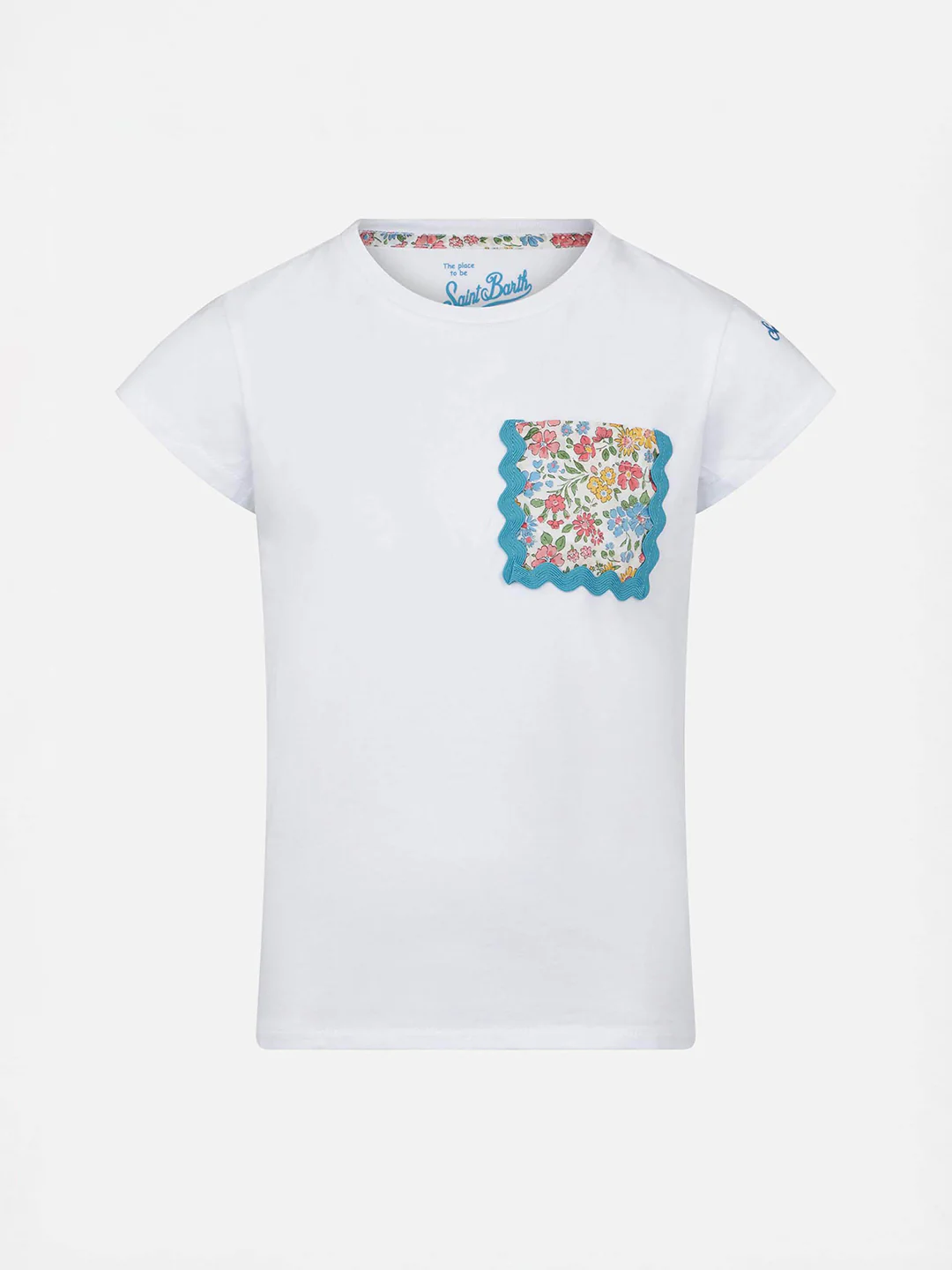 T-shirt i bomull med ficka för flickor