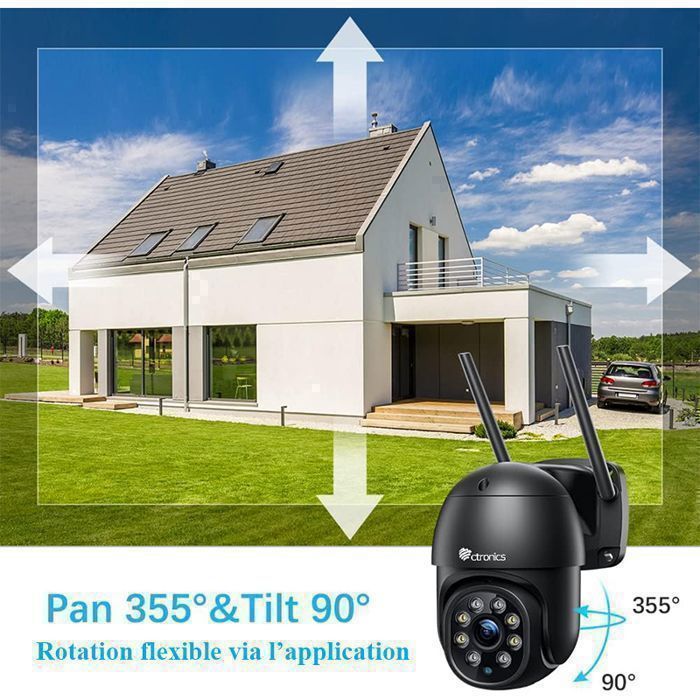 Ctronics 2-Pack Outdoor WiFi Surveillance Cameras with Color Night Vision, 30M Range, Human Detection, and Auto Tracking