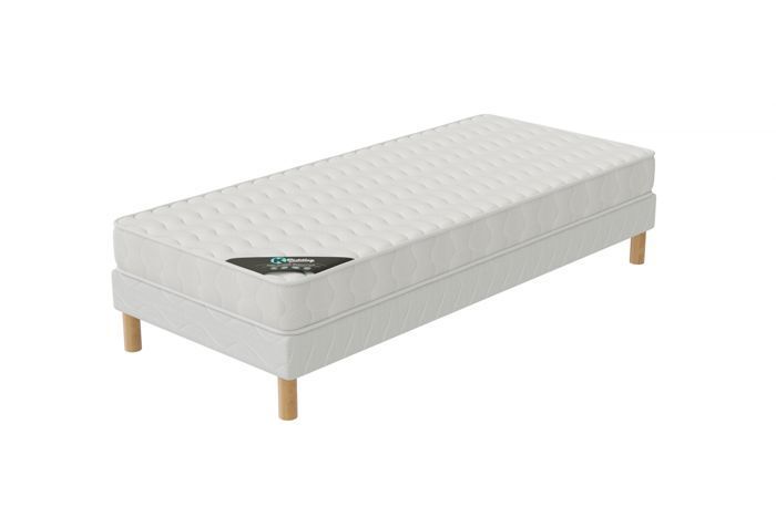 Base de cama y colchón - 90x190 - H15cm - Base de cama tapizada y colchón de espuma - Confort equilibrado - ELITE - COMFORT