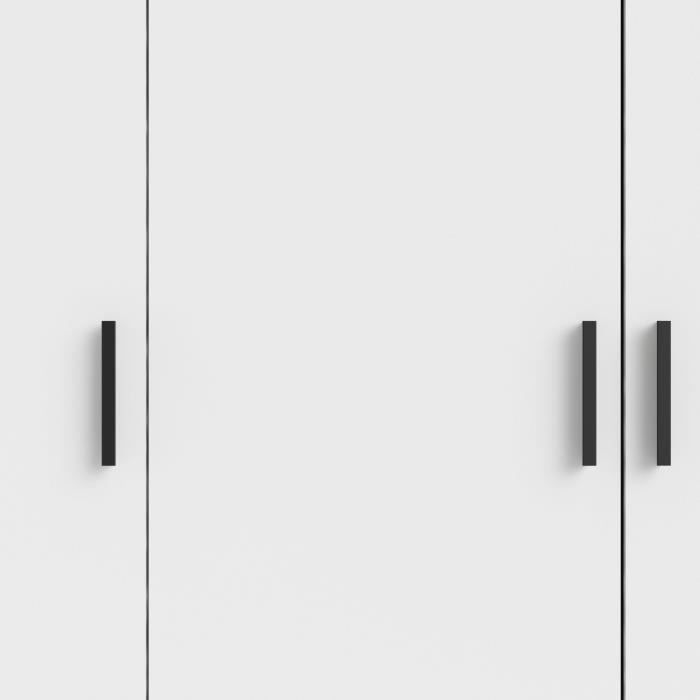 Armoire VEGA - Décor Blanc mat - 4 portes + 3 tiroirs - L 195,5 x P 49,6 x H 200,4 cm
