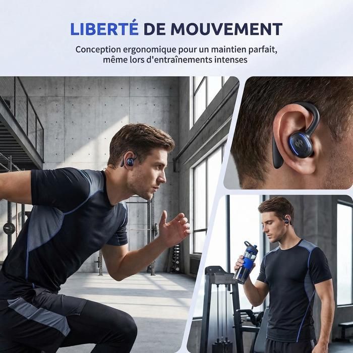 Auricolari wireless Fingertime - Display LCD, fino a 40 ore di autonomia, ricarica rapida USB-C, cuffie Bluetooth 5.4, neri