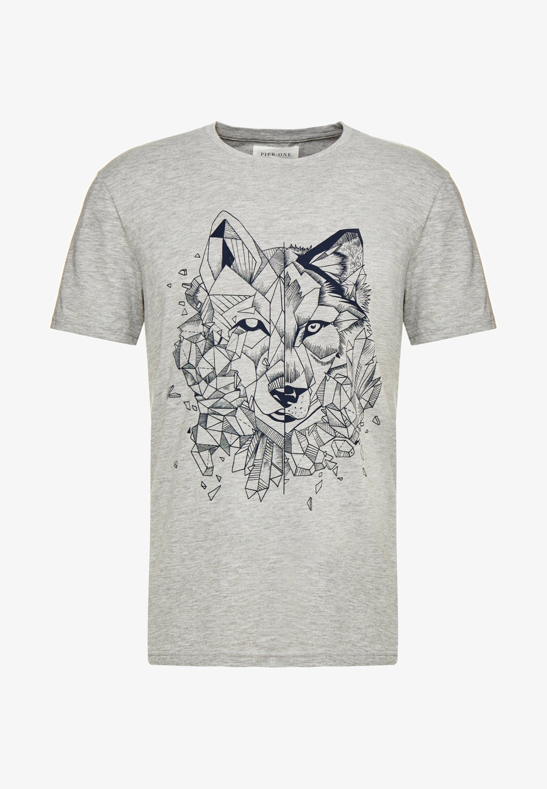 Pier One Print T-Shirt – meliertes Grau