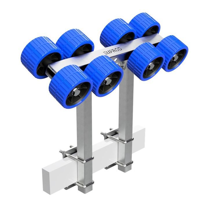 Auxílio de lançamento de barco com 8 roletes e 2 suportes, reboque para barco EVA SUPROD, Ø 120 mm, azul/preto