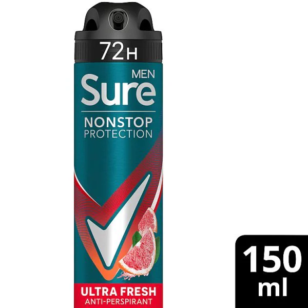 Aerosol antiperspirant Sure pentru bărbați, ultra fresh non-stop, 150 ml