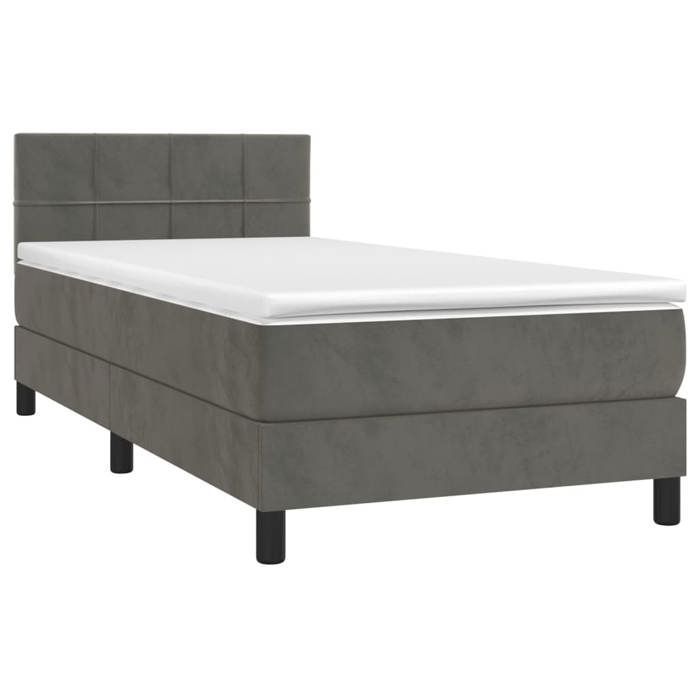 Struttura letto con materasso - Maison Exclusive - 90x200 cm - Velluto grigio scuro - Massimo relax