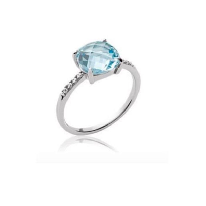 Anello solitario con pietra di topazio blu - BIJOUXIA - Argento sterling 925