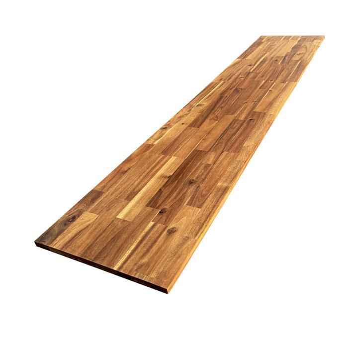 Pre-oiled acacia wood shelf, end-jointed teak, L.200 cm x W.30 cm, Thickness 18 mm
