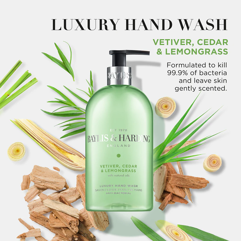 Baylis & Harding Antibacteriële Vloeibare Handzeep met Vetiver, Ceder en Citroengras