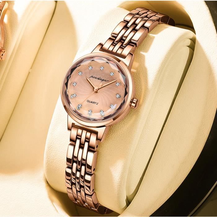 Elegant watch - RMEGA - Quartz - Stainless steel/leather bracelet - Rose gold - Women's