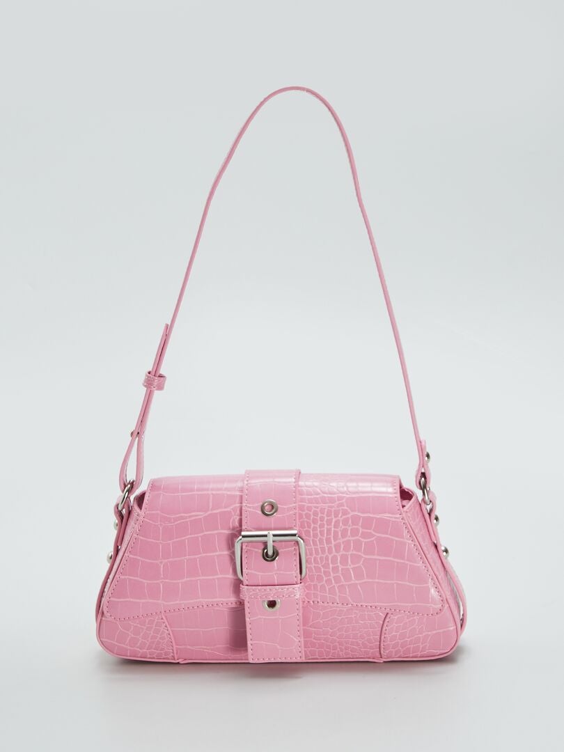 Bolso de hombro con efecto cocodrilo - ROSA