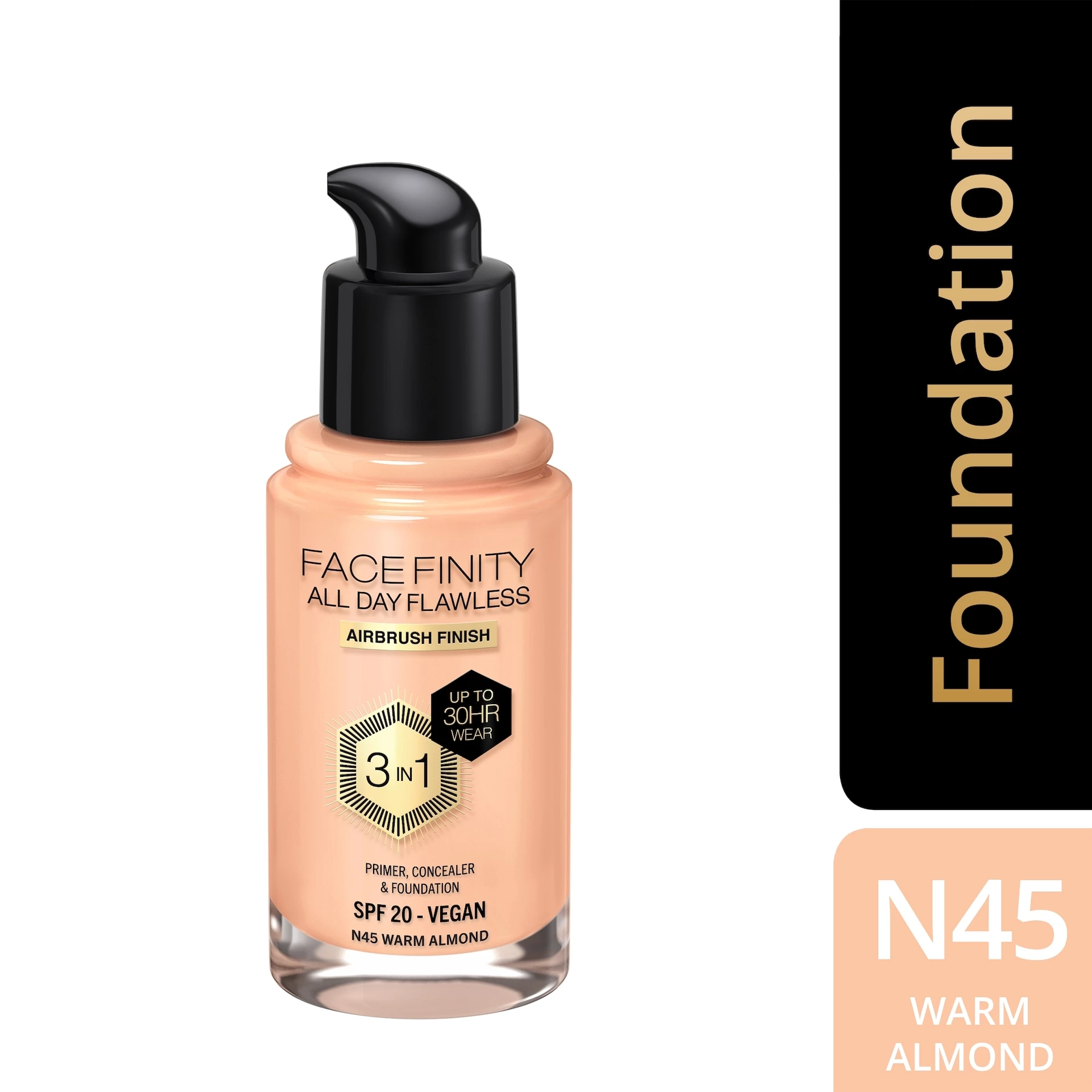 Fond de ten Facefinity All Day Flawless 3 în 1, 45 Warm Almond - Max Factor