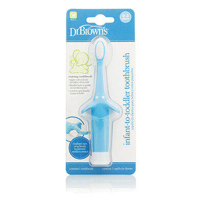 Cepillo de dientes Dr. Brown's Elephant para niños de 0 a 3 años, color azul, 1 unidad.