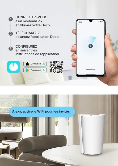 TP-Link Routeur 5G Mesh WiFi 6 Bi-Bande AX3000Mbps - Deco X3000-5G - Port 2.5G, 2 Ports Gigabit - Reconditionné