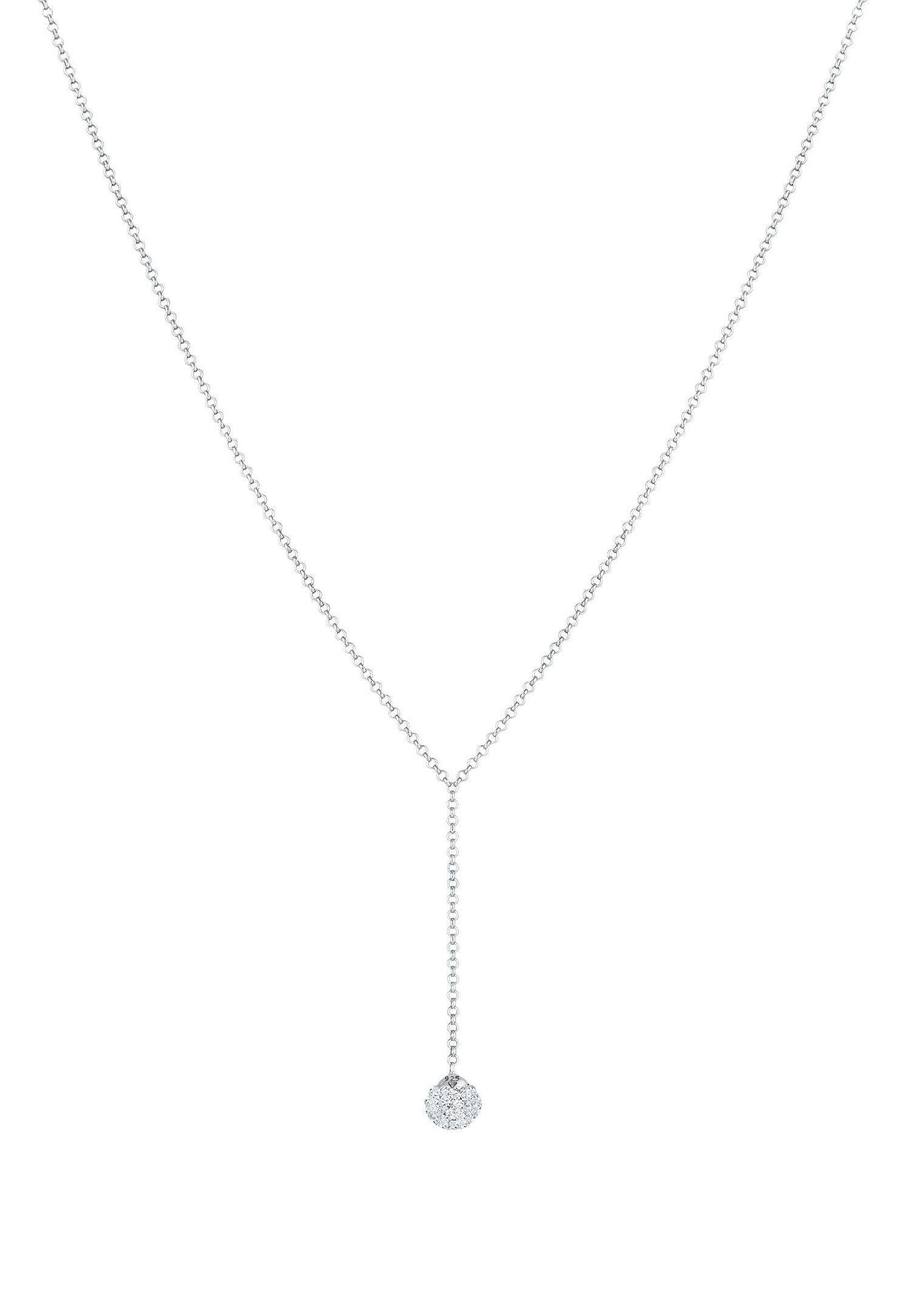 Elli Femmes Chaîne en Y Boule avec Cristaux en Argent Sterling 925