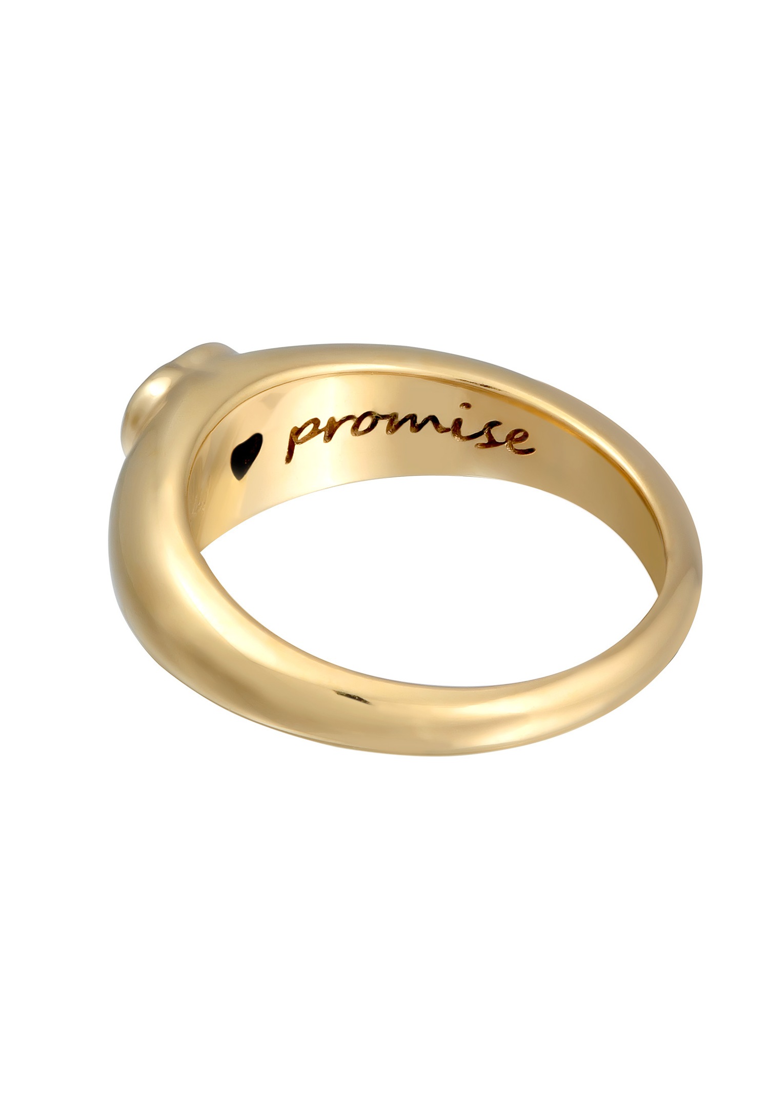 Elli Femmes Bande Cœur Amour avec Zirconium en Argent Sterling 925 Plaqué Or