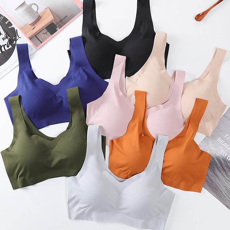 Reggiseno in seta ghiaccio senza cuciture, reggiseno push-up da donna, intimo, lingerie, top da notte, bralette imbottita, soutien gorge
