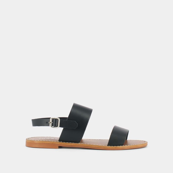 Sandales à brides larges  en cuir noir