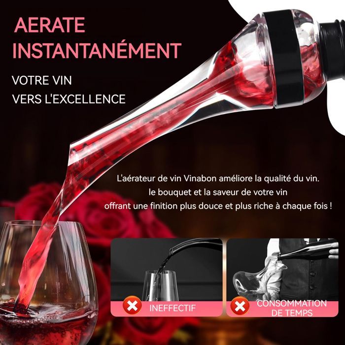 Decanter - CULINOREA - 22x5 cm - AS Material - Ample Oxygenation - With Empty Stopper and Corkscrew - Wine Accessories