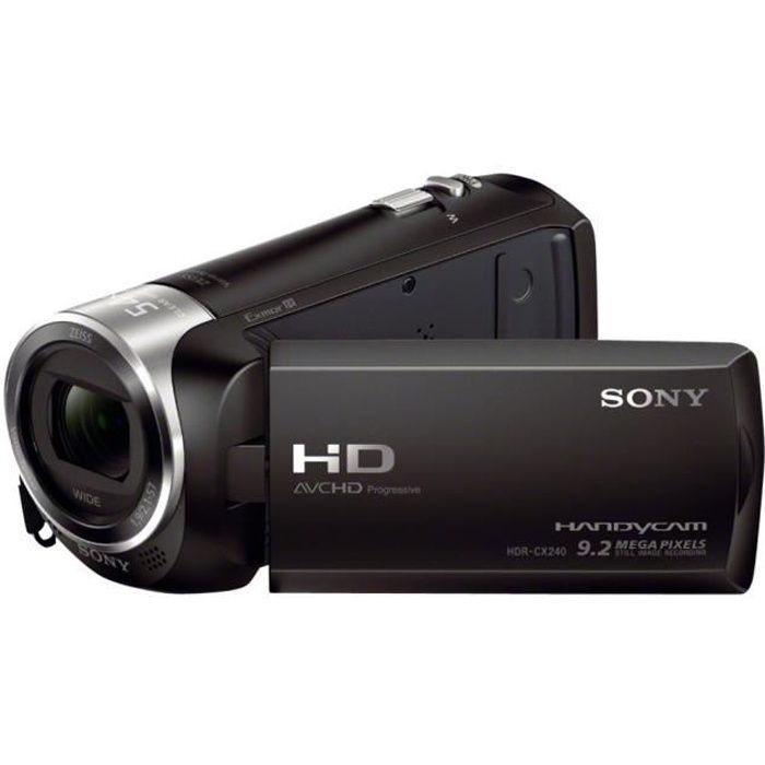 Sony Handycam HDR-CX240E Caméscope 1080p 2.51 MP 27x zoom optique Carl Zeiss carte Flash noir