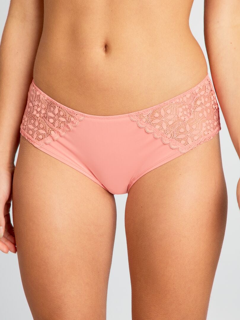 Calcinha de microfibra e renda - ROSA