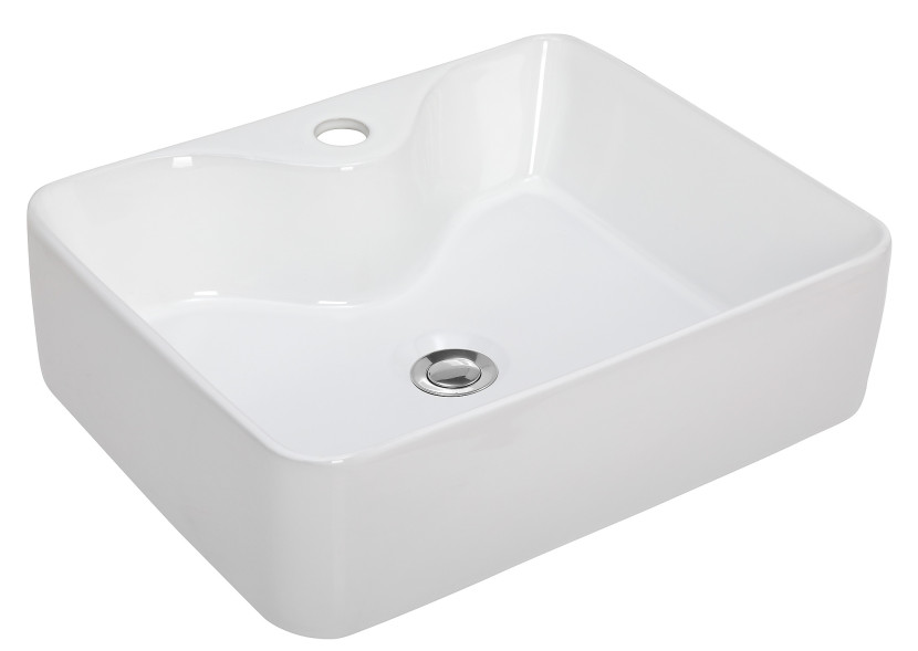 Umywalka Nablatowa Ceramiczna Prostokątna Biała Mercury