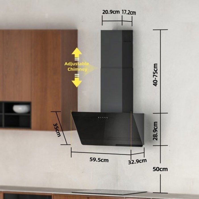 FIREGAS 60 cm Dunstabzugshaube, Abluft-/Umluft-Dunstabzugshaube mit LED-Beleuchtung, Eck-Dunstabzugshaube mit Energieeffizienzklasse A++