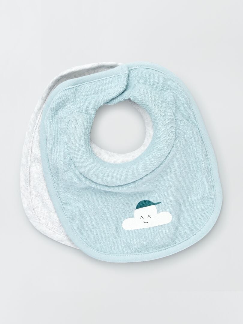 Conjunto de 2 babadores de tecido atoalhado - AZUL