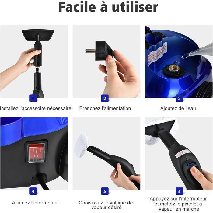 Pulitore a vapore multifunzione COSTWAY da 2000 W per cimici dei letti - Serbatoio da 1,5 l, 19 accessori, 4,0 bar, indicatore LED, 108℃, controllo degli acari della polvere, blu
