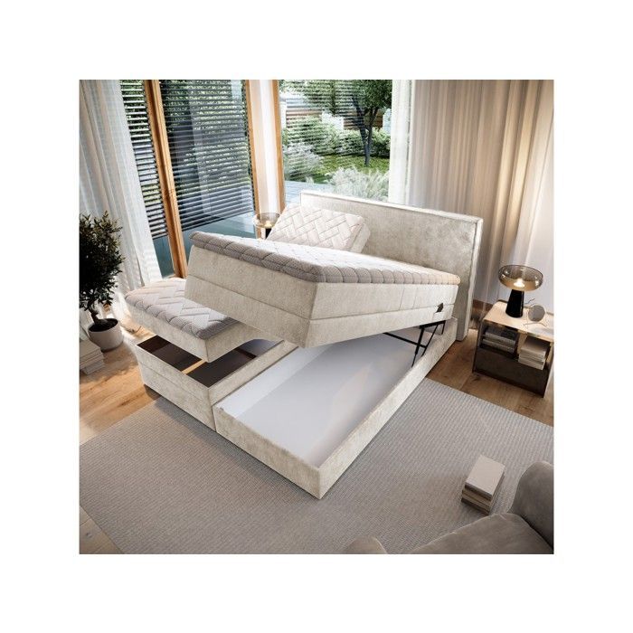 Lit adulte 180x200 POSITANO - ensemble relaxation électrique en tissu beige