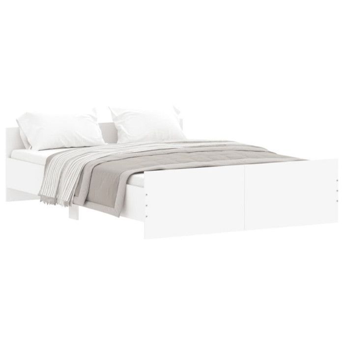 Struttura letto vidaXL con testiera e pediera, bianca, 140x190 cm, 3203782