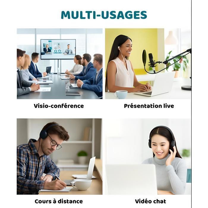 Webcam desktop M-PROGECT® Full HD 1080P | Microfono di alta qualità | Connessione USB senza driver | Compatibilità universale