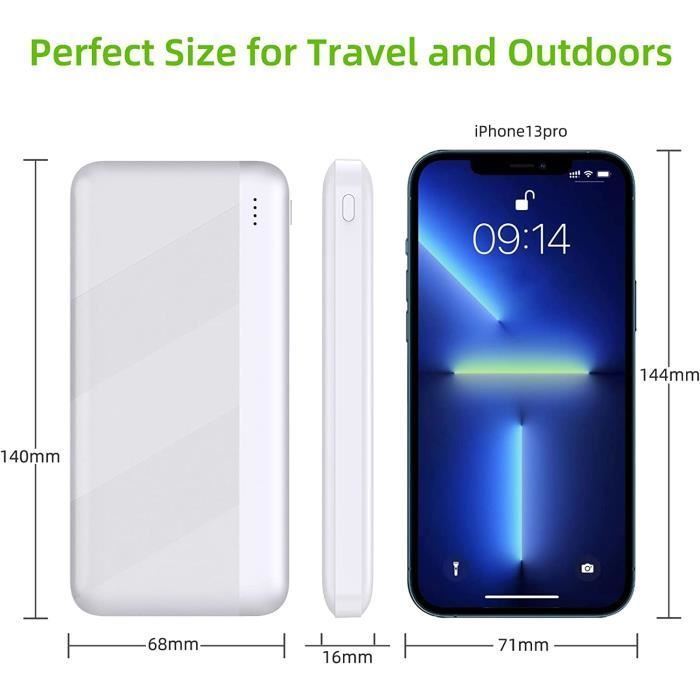 Batteria esterna, power bank da 10000 mAh con 2 porte di uscita, compatibile con iPhone 14 13 12 11 X Samsung Xiaomi Huawei iPad ecc.