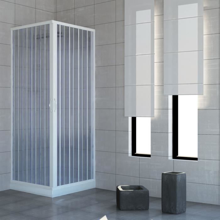 PVC plastic shower enclosure, model Acquario, 70x80 cm, with central opening