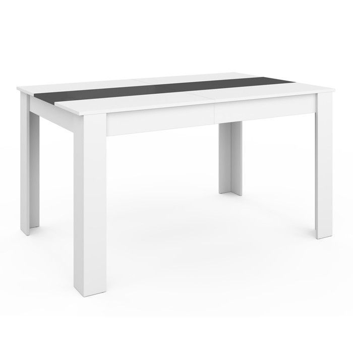 IDMARKET Ensemble table à manger GEORGIA 140 cm blanche et grise et 6 chaises ROMANE grises liseré blanc