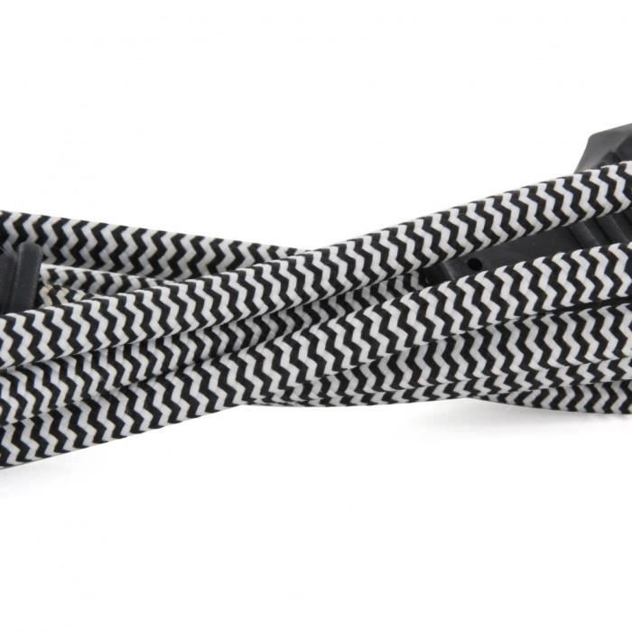 Prolunga tessile Chacon nera/bianca 6A - 1,5 m - Spina nera