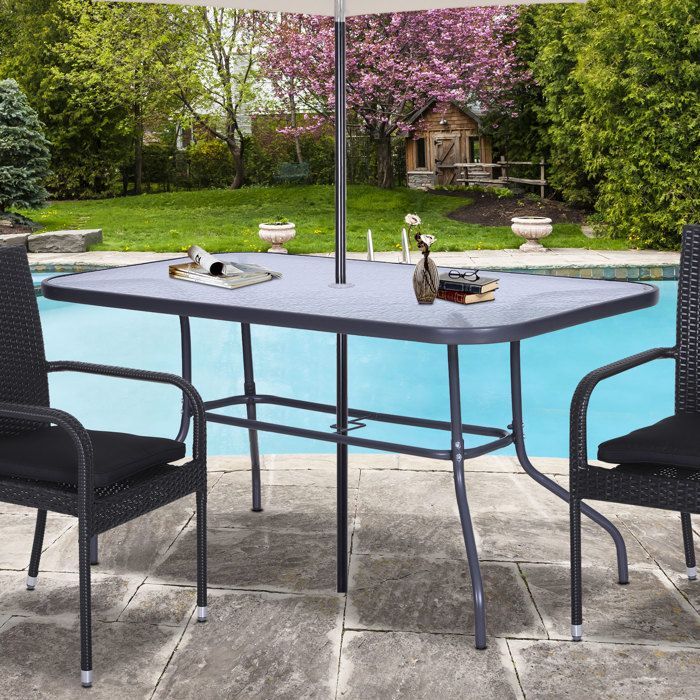 Mesa de jardín metálica Outsunny de 140x80x70cm, color gris.