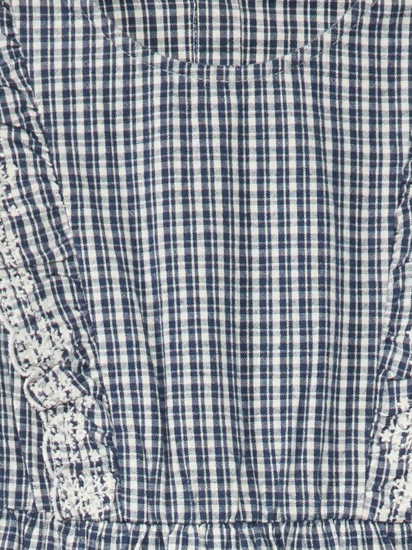 Jurk met wijde rok en ruches - BLAUW