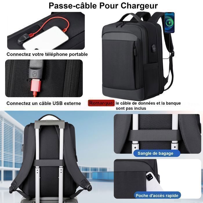 Mochila de viaje de tamaño cabina - Bolsa de viaje - 46x32x24cm - Negra - Impermeable - para mochila de viaje de tamaño cabina de Ryanair